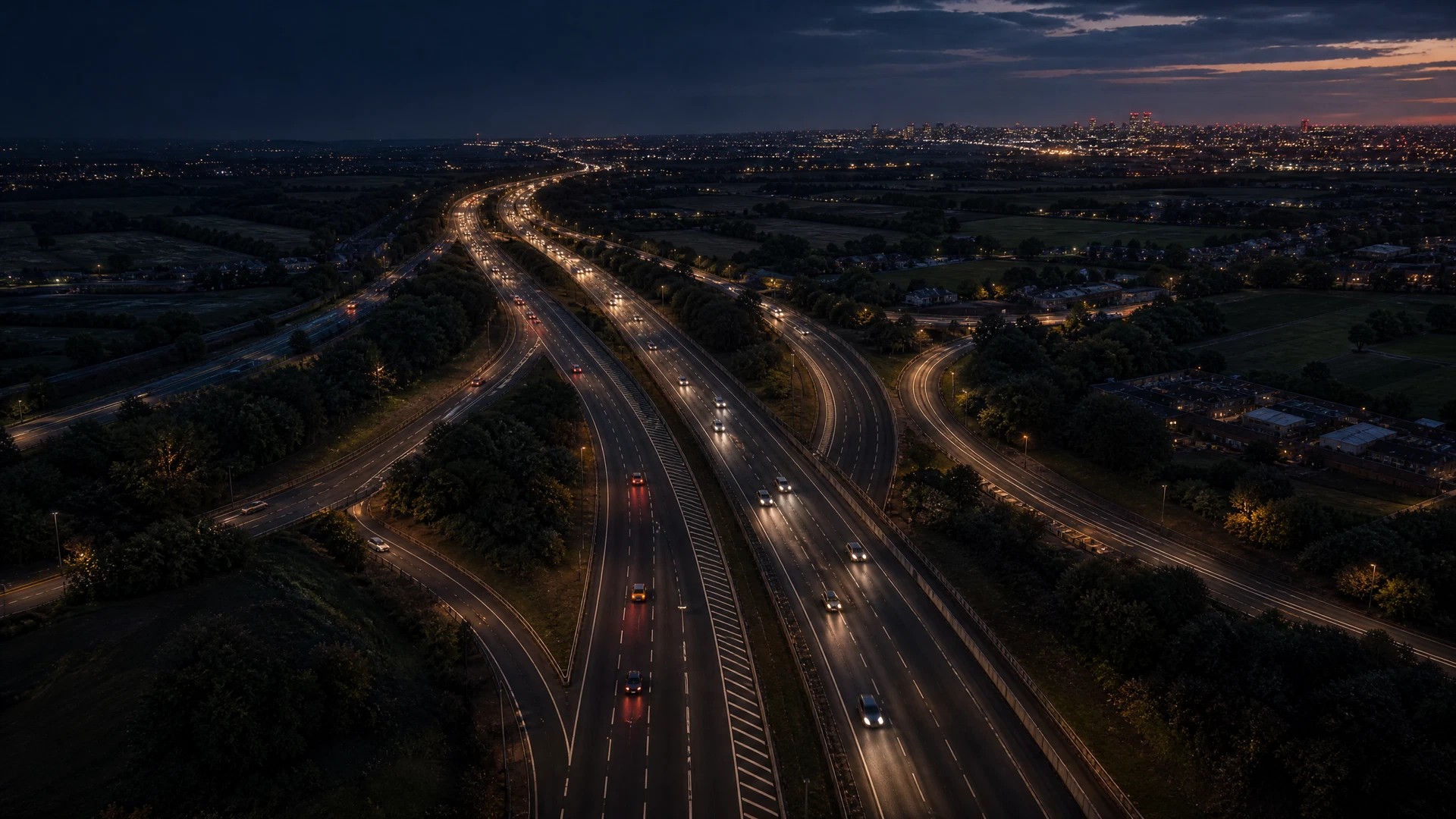 Illustrated M4 westbound motorway corridor context for this Traffic Chaos report. It does not depict the reported event.